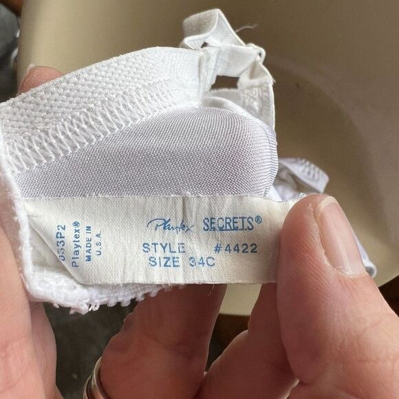 Vintage White Lace Bra 34C Playtex‎ Secrets 1980's - Picture 4 of 4